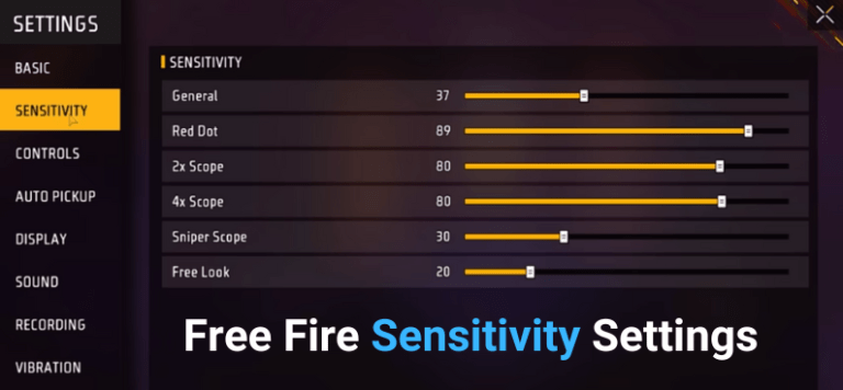 Free Fire Sensitivity Settings for Headshots, Weapons & More 8 Free Fire sensitivity settings