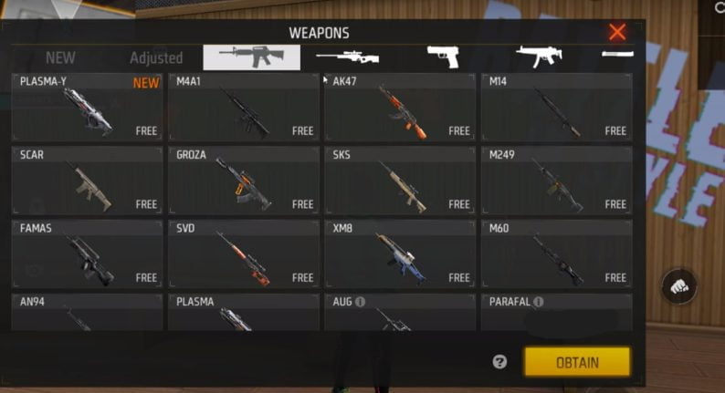 Free Fire weapons image