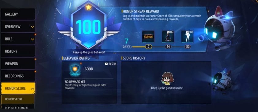 How to Improve Honor Score in Free Fire Battleground: Complete Guide 1 An image of honor score in Free Fire